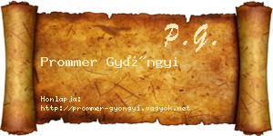 Prommer Gyöngyi névjegykártya